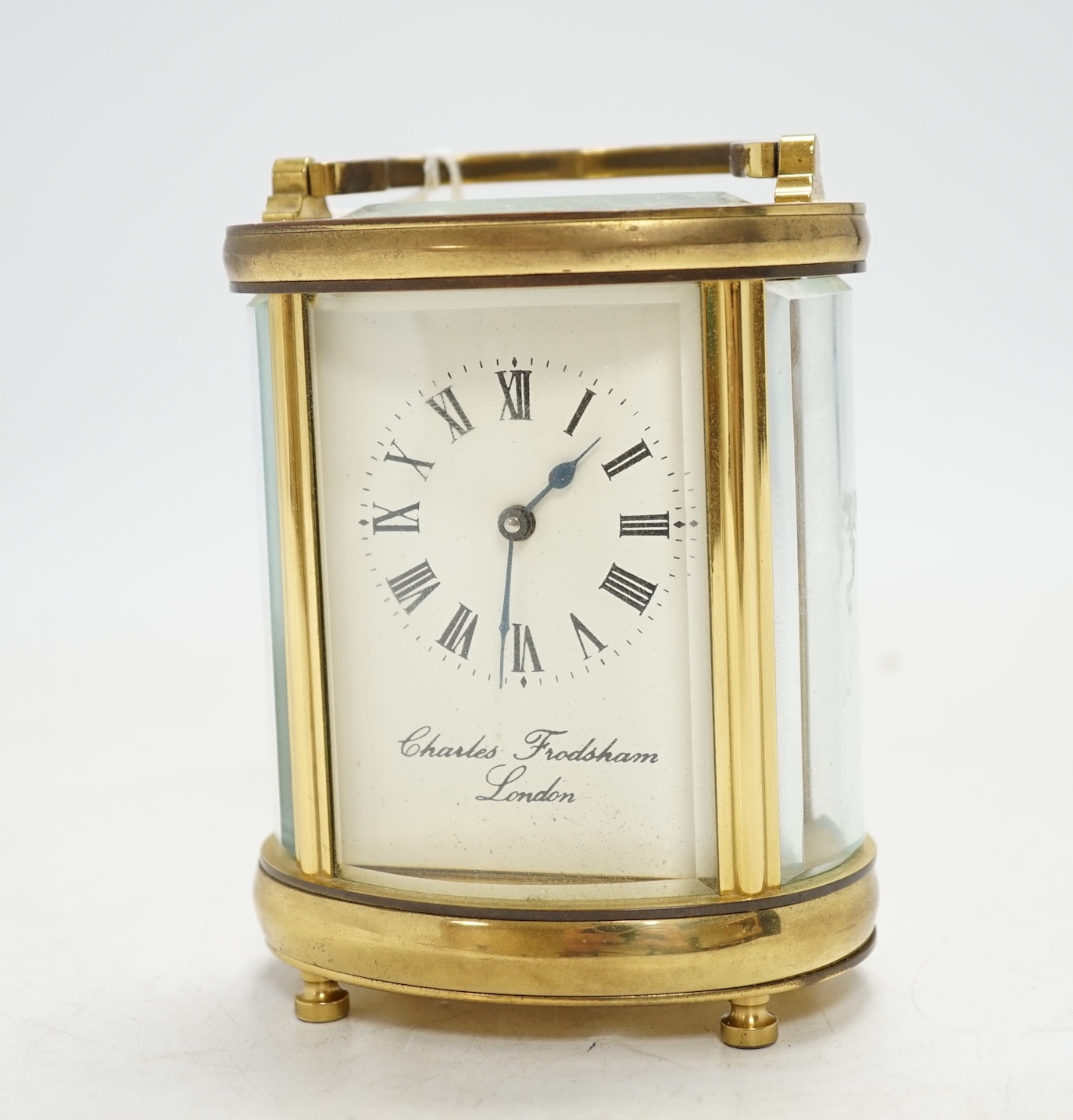 A carriage timepiece signed Charles Frodsham to the dial, with Royal Household connection, 12cm. Condition - fair, not tested